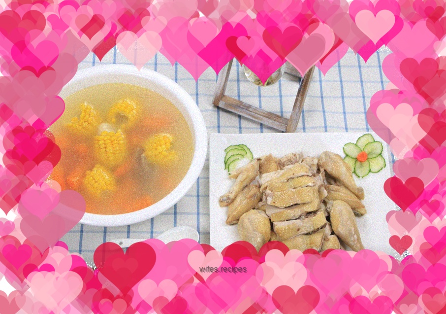 Steamed whole chicken for two meals