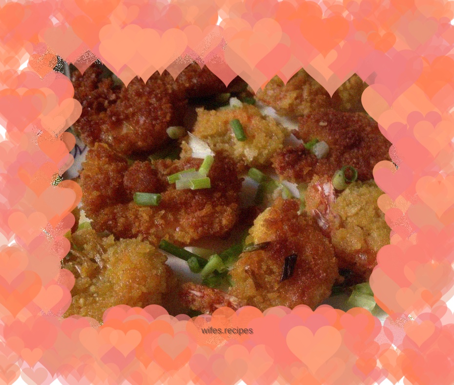 Fried shrimp with green onion