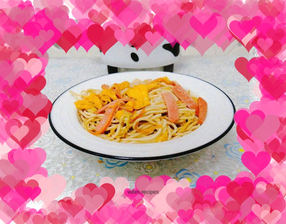 Three fresh fried noodles