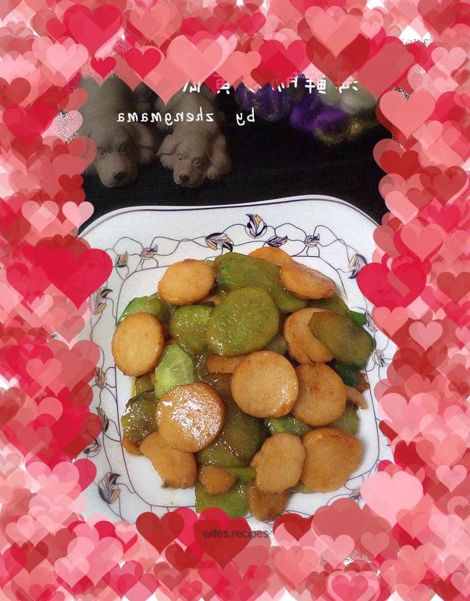 Stir-fried cucumber with seafood sausage