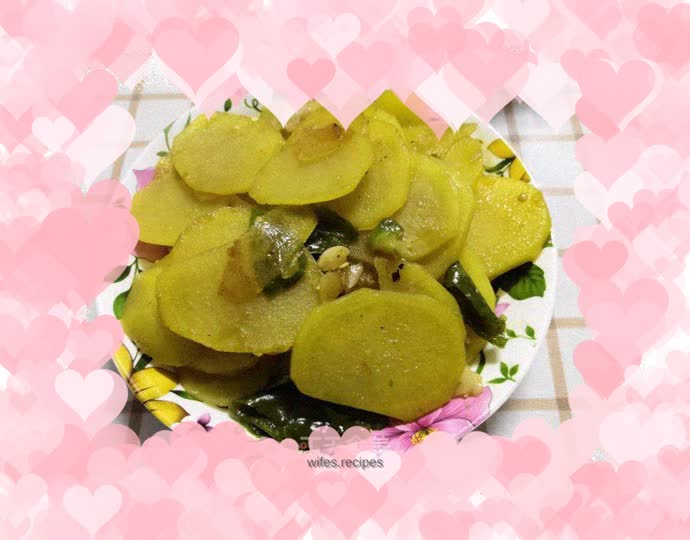 Green pepper and potato slices