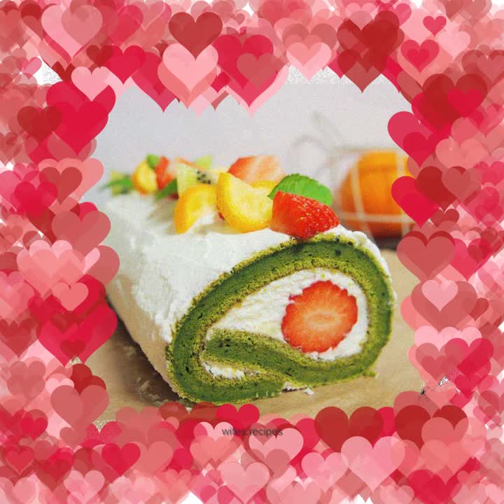 Colorful Matcha Fruit Cake Roll