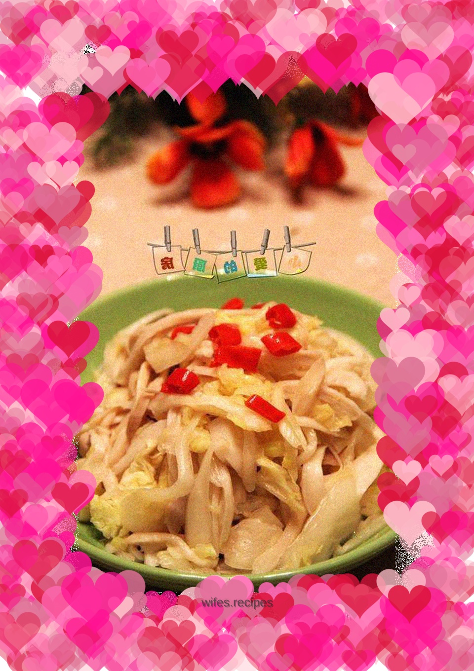 King oyster mushrooms mixed with cabbage hearts