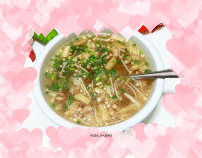 Enoki mushroom lean meat soup