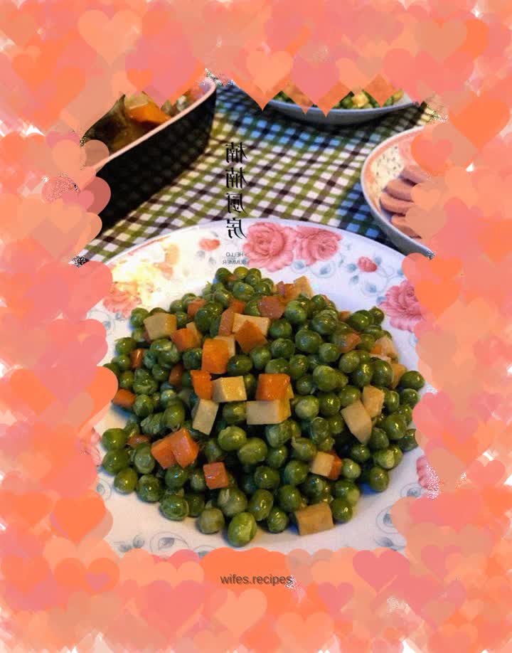 Diced peas and ham