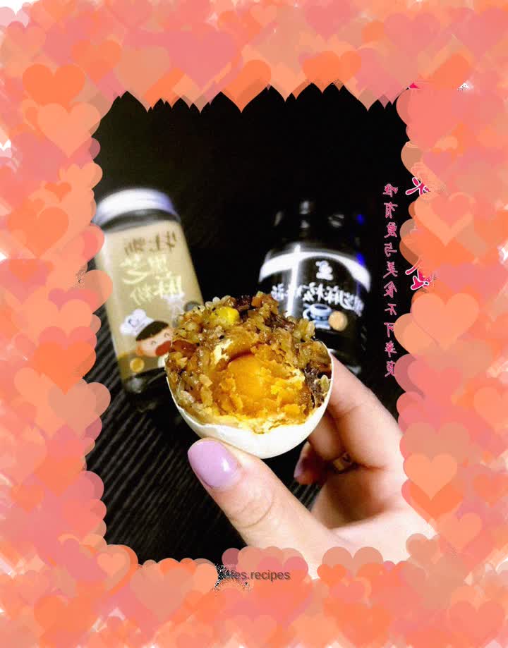 Salted duck eggs stuffed with glutinous rice