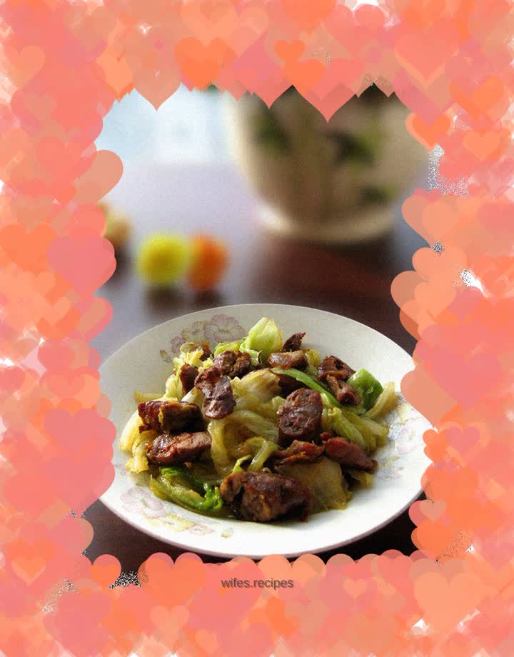 Stir-fried Chinese Sausage with Cabbage Slices