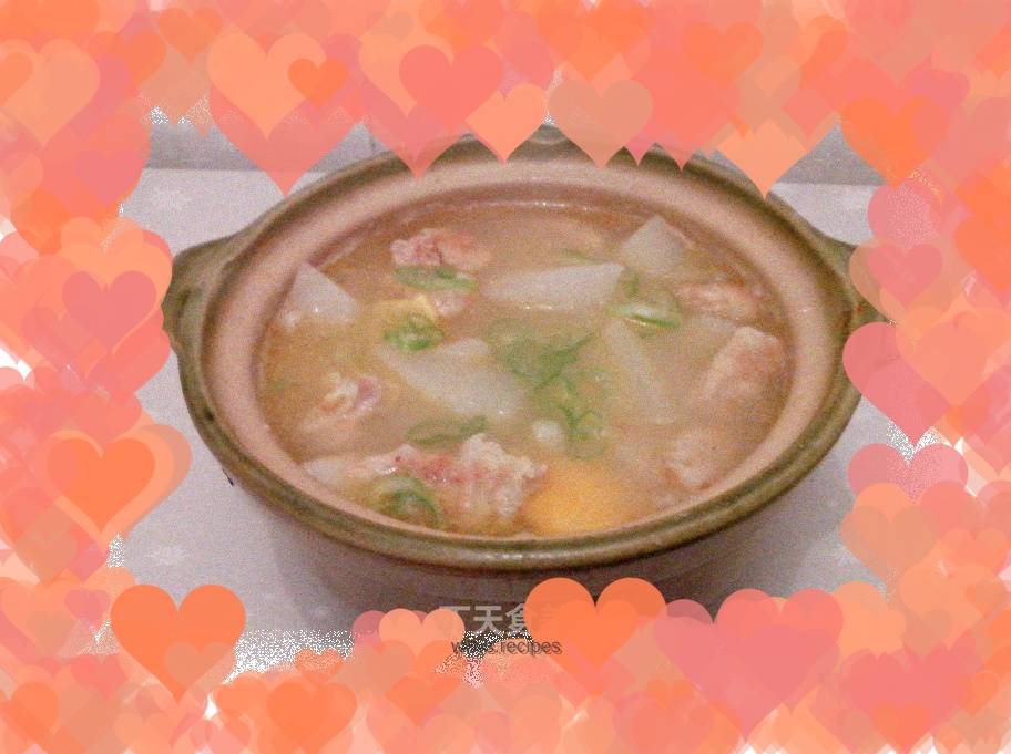 Pan-fried garlic pork chops and white radish soup (eating method 3)