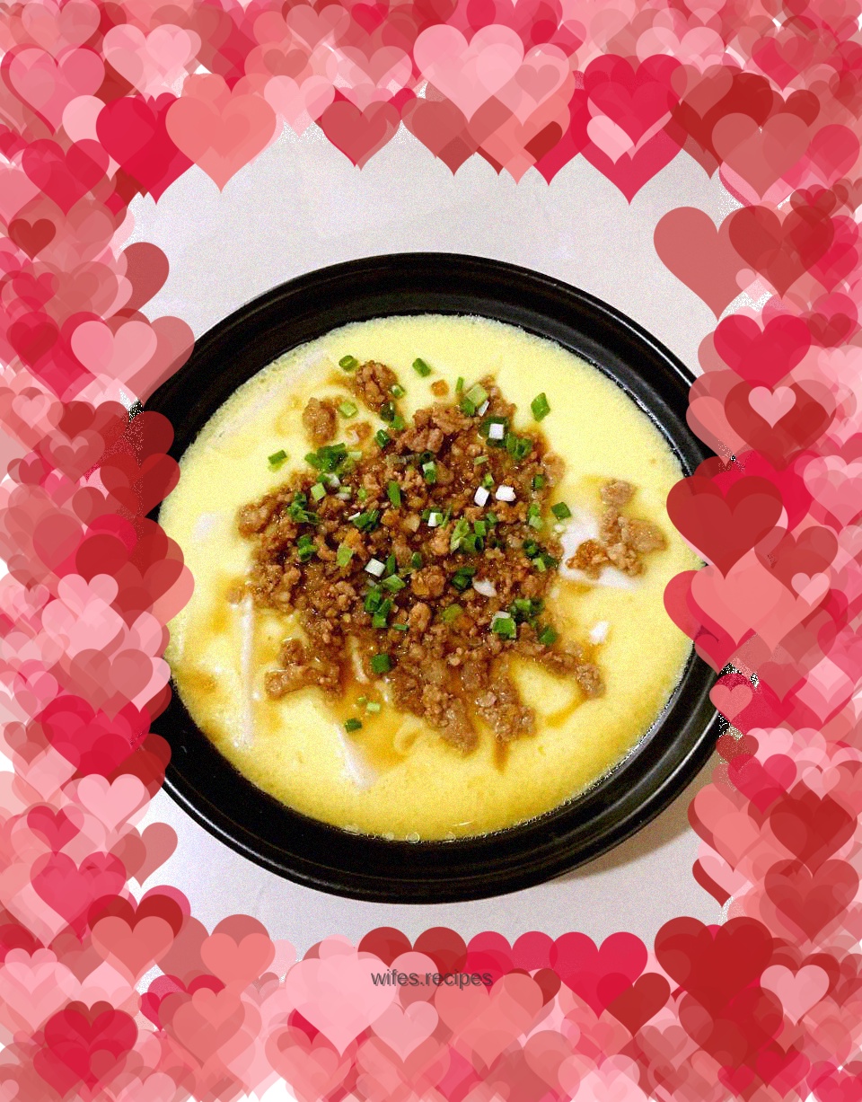 Steamed tofu with egg and minced meat